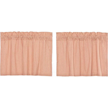 Sawyer Mill Red Ticking Stripe Tier Curtain Set of 2 L24xW36 VHC Brands - The Fox Decor